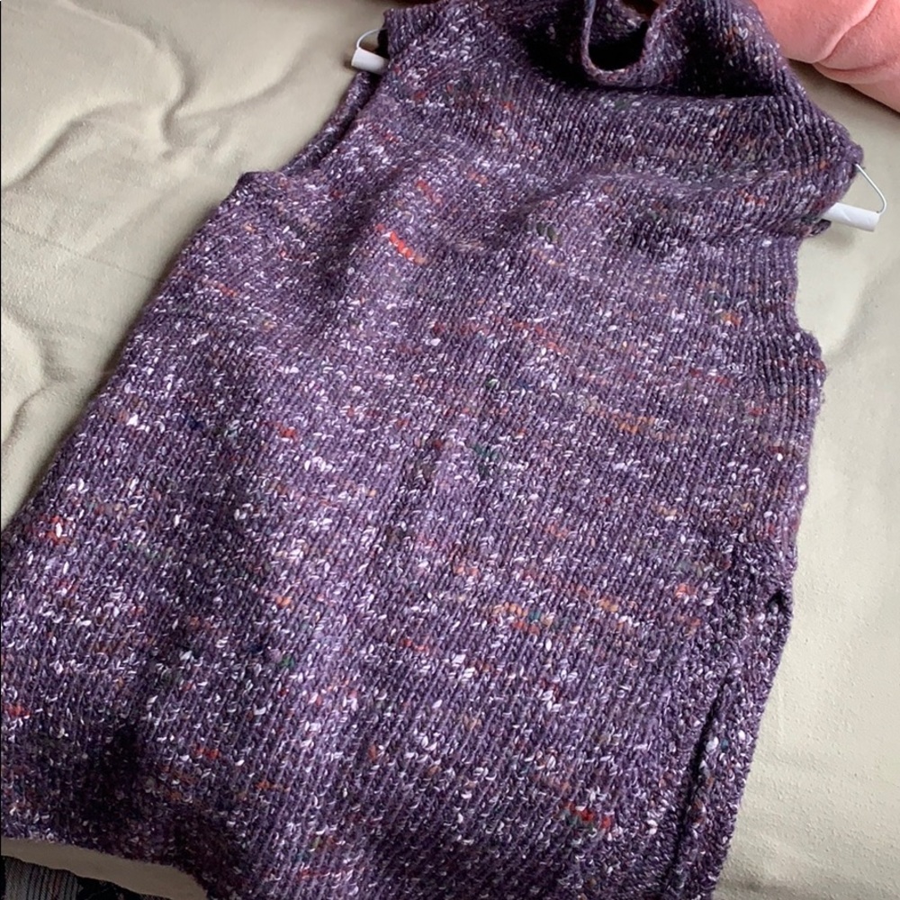 Aritzia Purple Speckled Knit Turtleneck Sweater Vest
